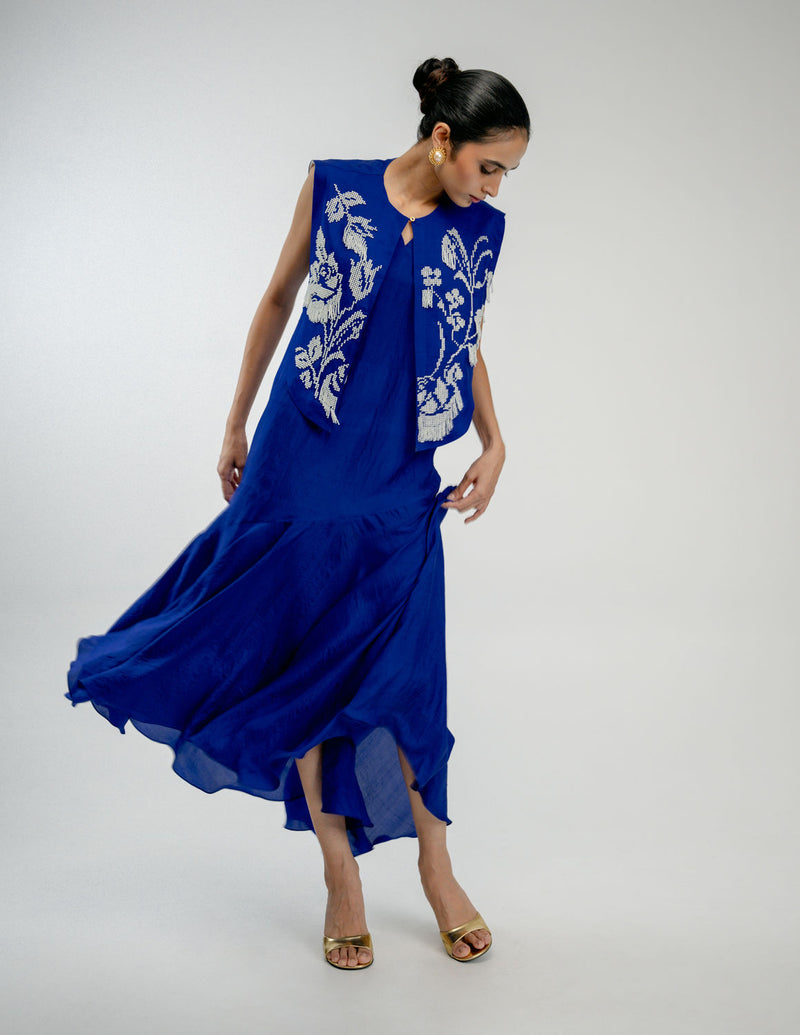 Dear One Bib mulberry silk jacket/overlay by Ode to Odd in blue for women Worldwide