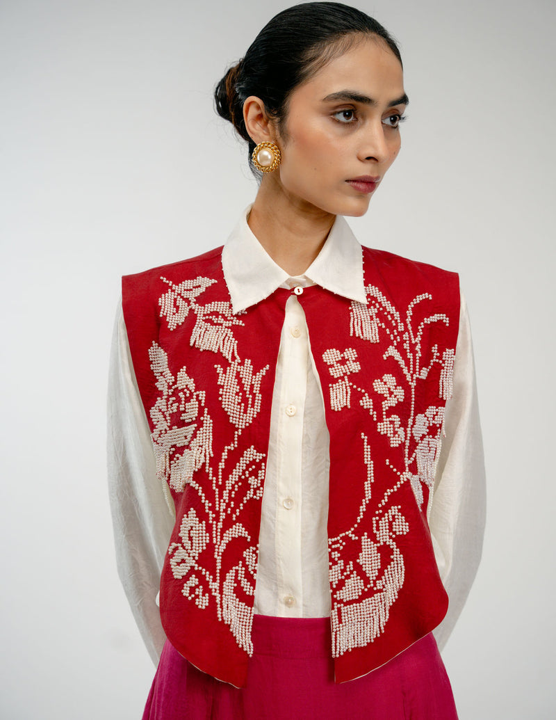 From Before Set mulberry silk co-ord set by Ode to Odd in red for women Worldwide