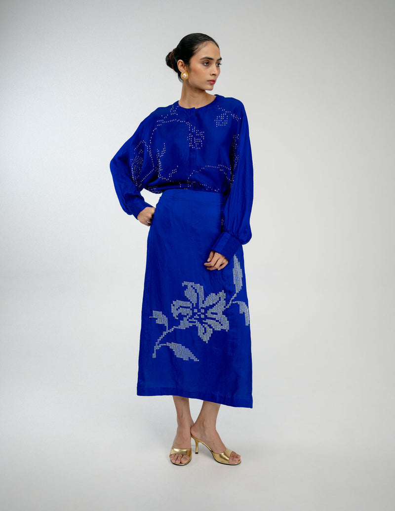 Night Bloom Shirt mulberry silk top/shirt by Ode to Odd in blue for women Worldwide