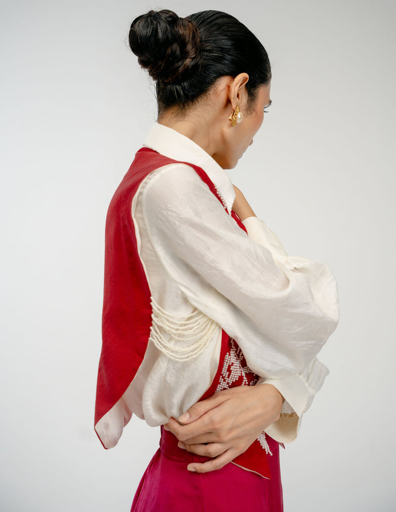 From Before Bib mulberry silk jacket/overlay by Ode to Odd in red for women Worldwide