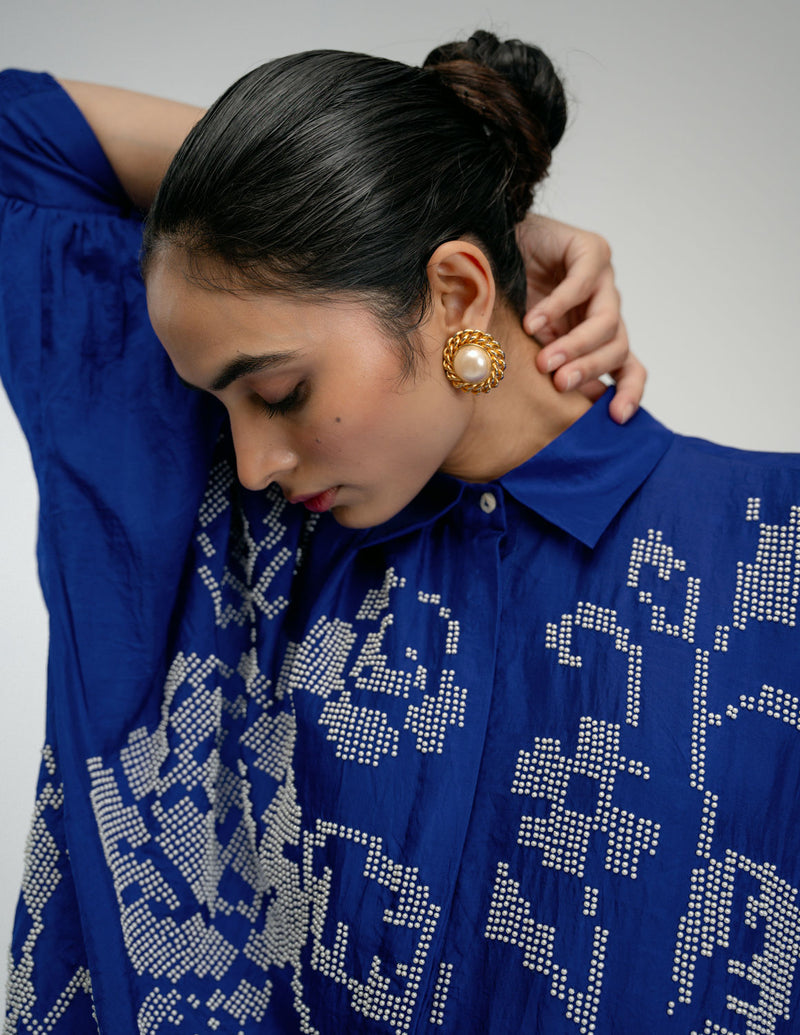 Old Charm Shirt mulberry silk top/shirt by Ode to Odd in blue for women Worldwide