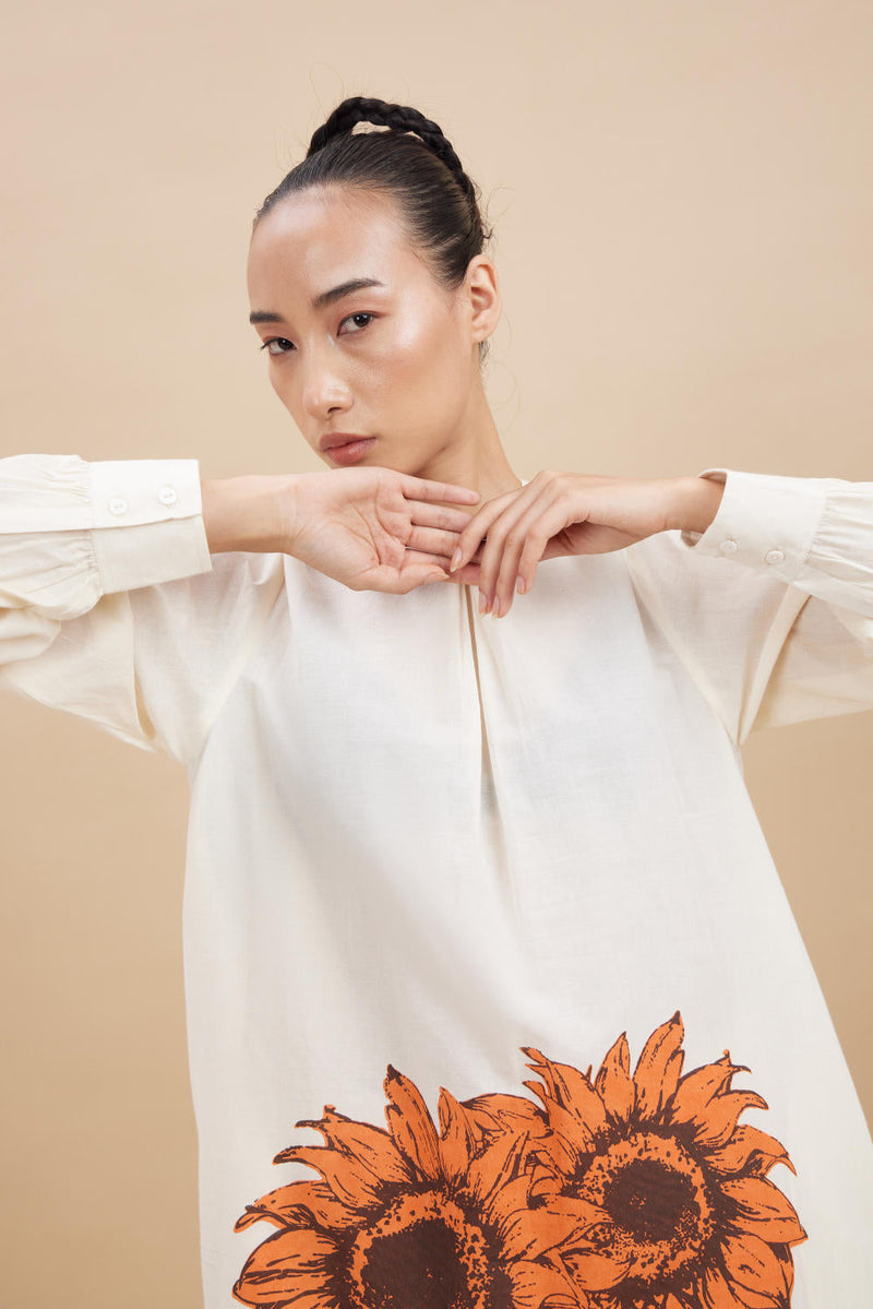 SUNFLOWER SET I cotton by Aavidi in white color for women Worldwide