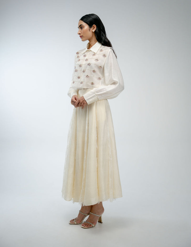 Our Story Bib organza jacket/overlay by Ode to Odd in off white for women Worldwide