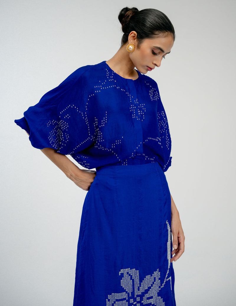 Night Bloom Shirt mulberry silk top/shirt by Ode to Odd in blue for women Worldwide