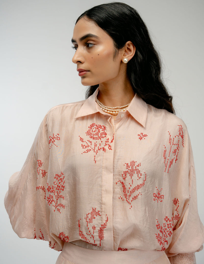 Old Garden Shirt mulberry silk top/shirt by Ode to Odd in pink for women Worldwide