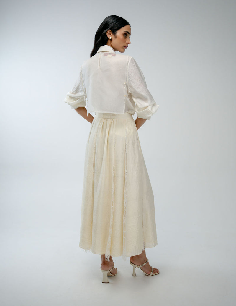 Our Story Set organza silk co-ord set by Ode to Odd in off white for women Worldwide