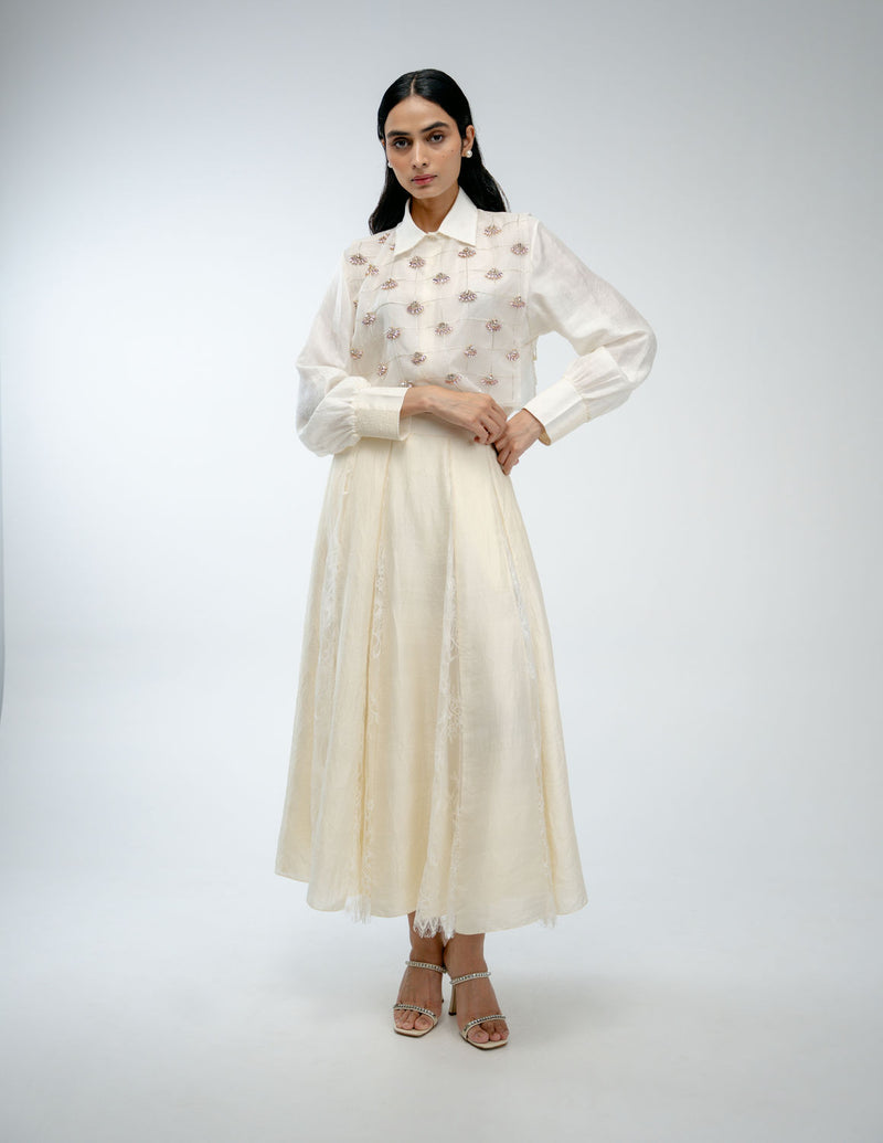 Our Story Bib organza jacket/overlay by Ode to Odd in off white for women Worldwide