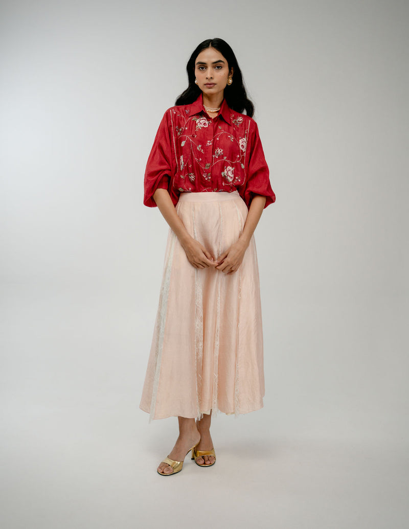 Forgotten Bloom Shirt mulberry silk top/shirt by Ode to Odd in red for women Worldwide