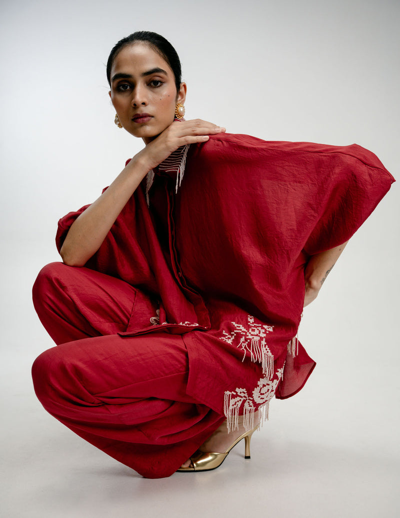 Heirloom Shirt mulberry silk top/shirt by Ode to Odd in red for women Worldwide