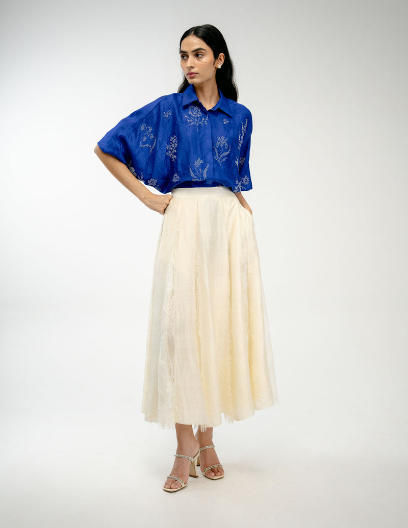 Woven Memory Shirt mulberry silk top/shirt by Ode to Odd in blue for women Worldwide