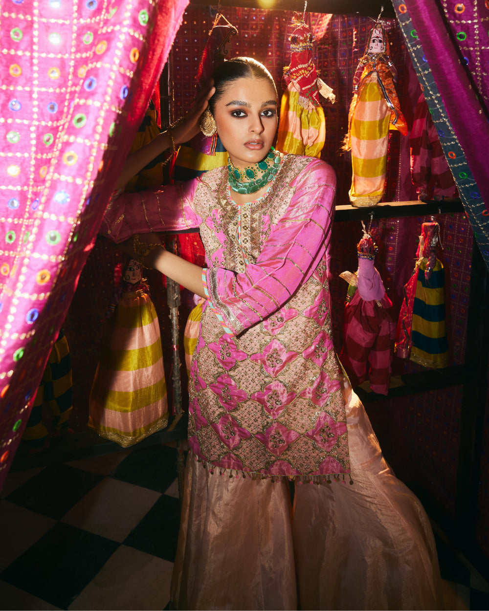 Khel Hot Pink Gharara Set