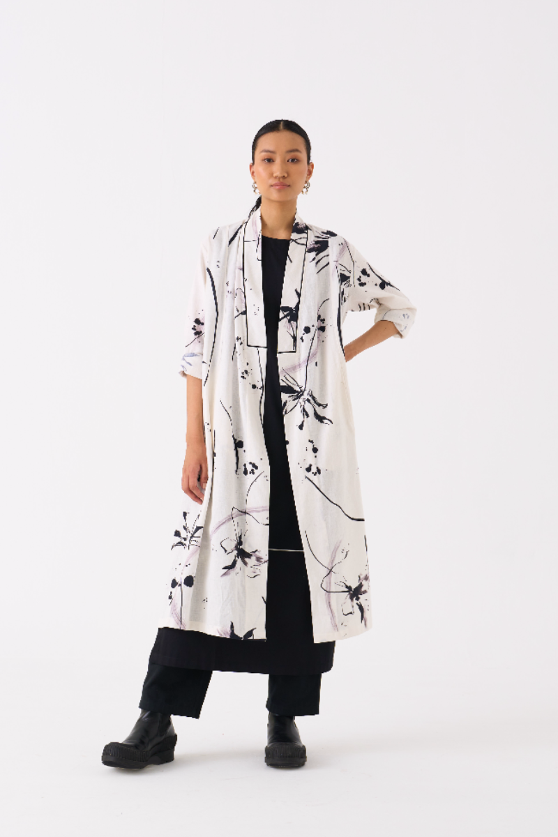 WRAP COLLAR OVERLAY-BLACK FLORAL by THREE in black color for women Worldwide