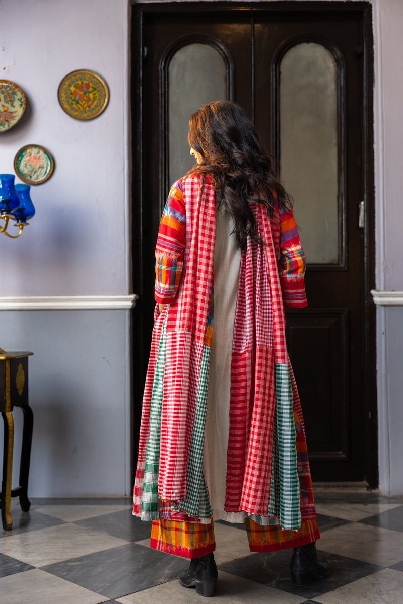 Noma Dress+Palazzo+Dupatta Set cotton,gamcha co-ord set by 145 East in white,multi-color for women Worldwide