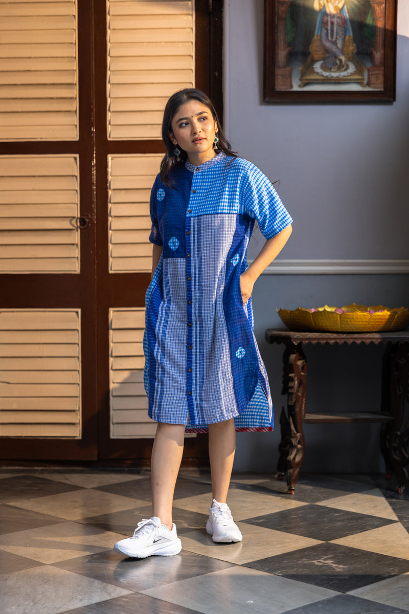 Kaleido Dress gamcha dress by 145 East in blue for women Worldwide