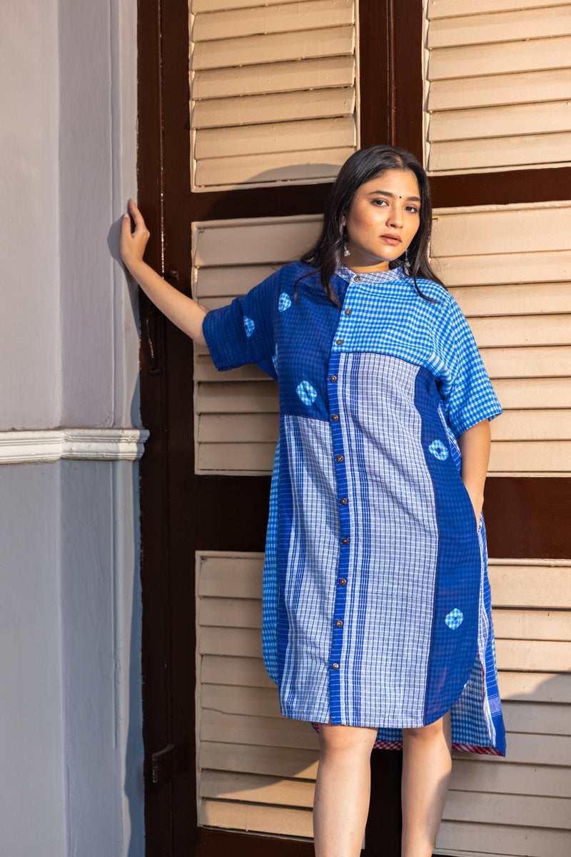 Kaleido Dress gamcha dress by 145 East in blue for women Worldwide