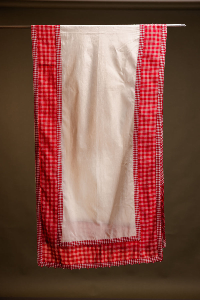 Ruby Dupatta cotton, gamcha dupatta by 145 East in red, white for women Worldwide