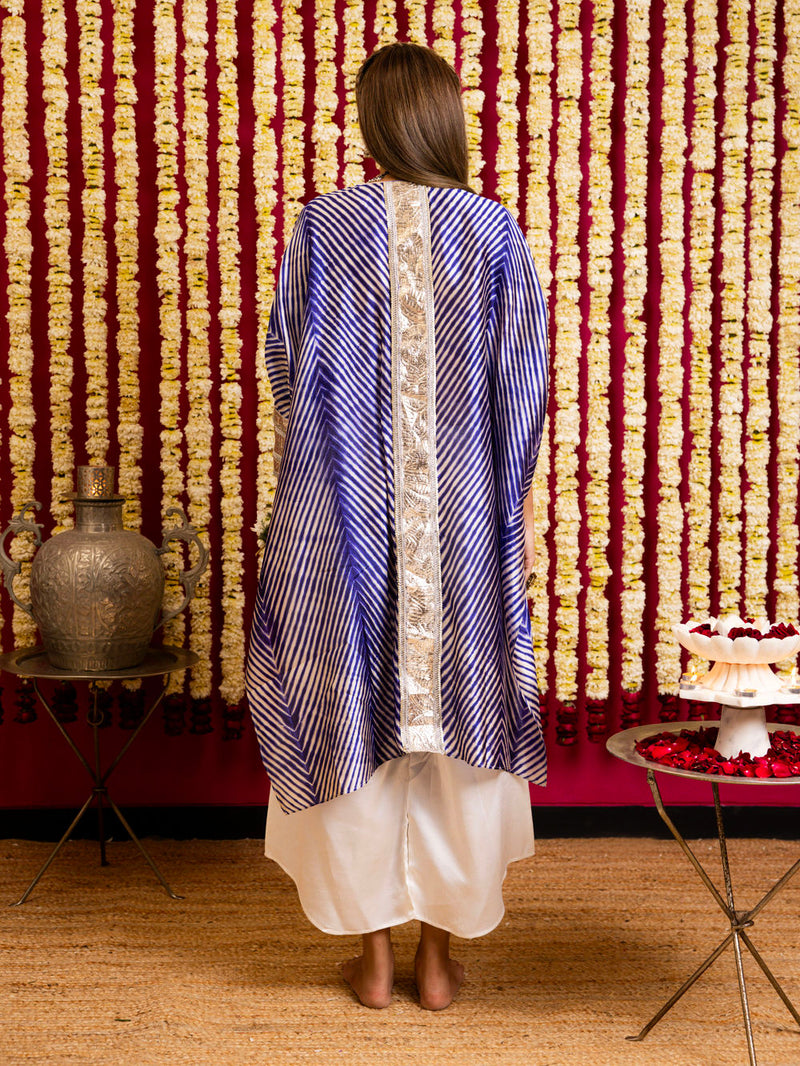 Leheriya Silk 2 Tunic & Pant Set-Ink Blue leheriya silk kurta/kurta set by Sabo by Sabina in blue for women Worldwide