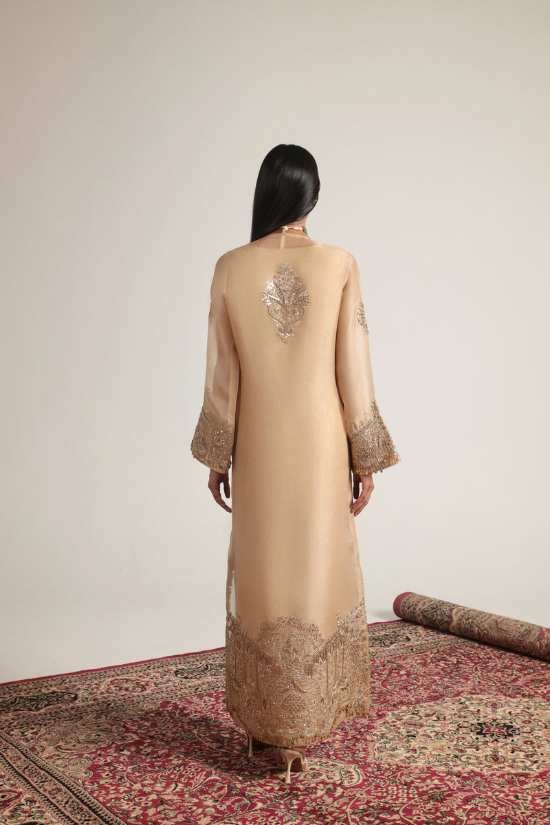 Zar-Rang Ivory Heavy Jaal Kaftan Set organza kurta/kurta set by Niti Bothra in ivory for women Worldwide