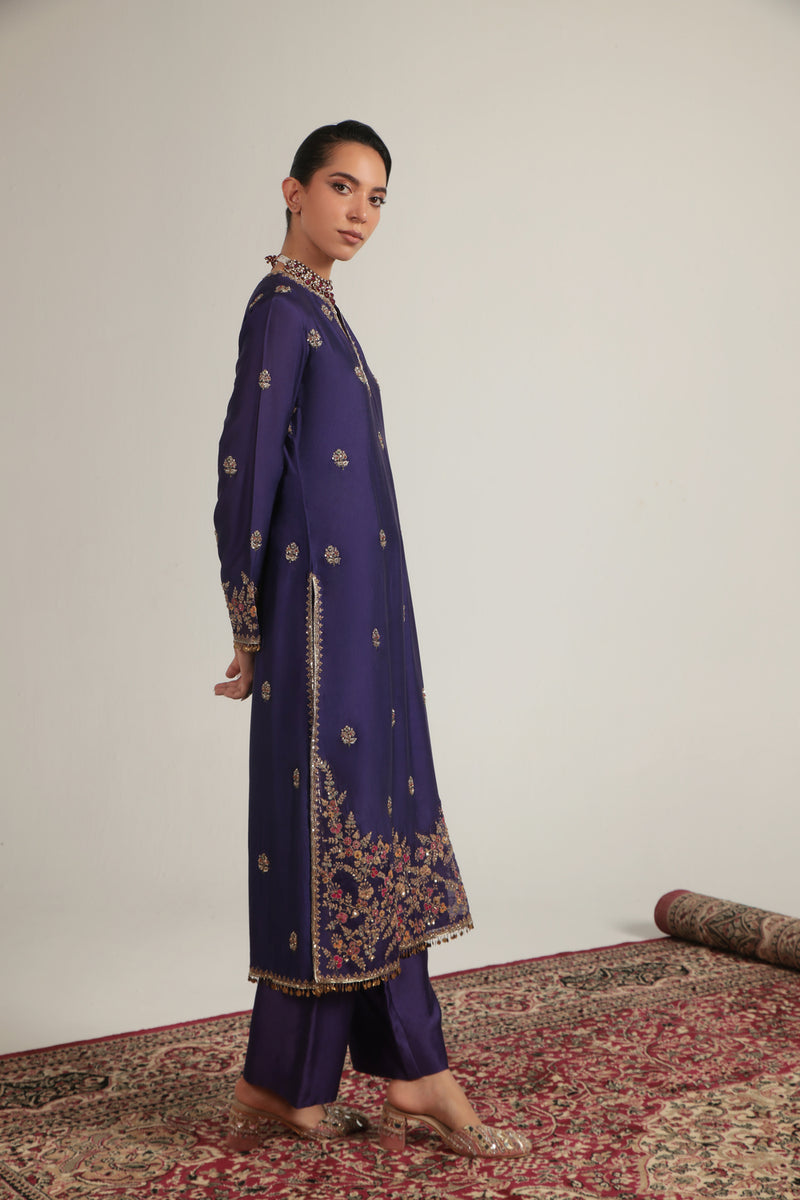 Zar-Rang Purple Farshi Kurta Set organza kurta/kurta set by Niti Bothra in purple for women Worldwide
