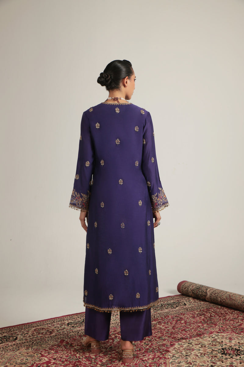 Zar-Rang Purple Farshi Kurta Set organza kurta/kurta set by Niti Bothra in purple for women Worldwide
