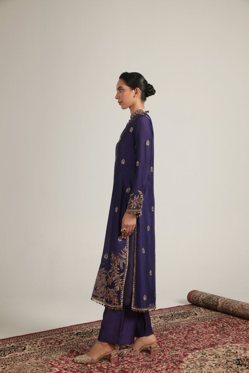 Zar-Rang Purple Farshi Kurta Set organza kurta/kurta set by Niti Bothra in purple for women Worldwide
