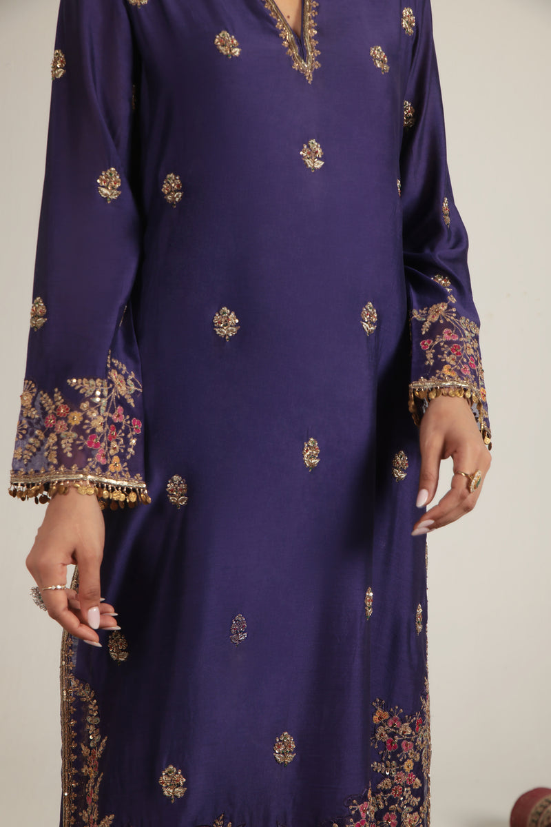 Zar-Rang Purple Farshi Kurta Set organza kurta/kurta set by Niti Bothra in purple for women Worldwide
