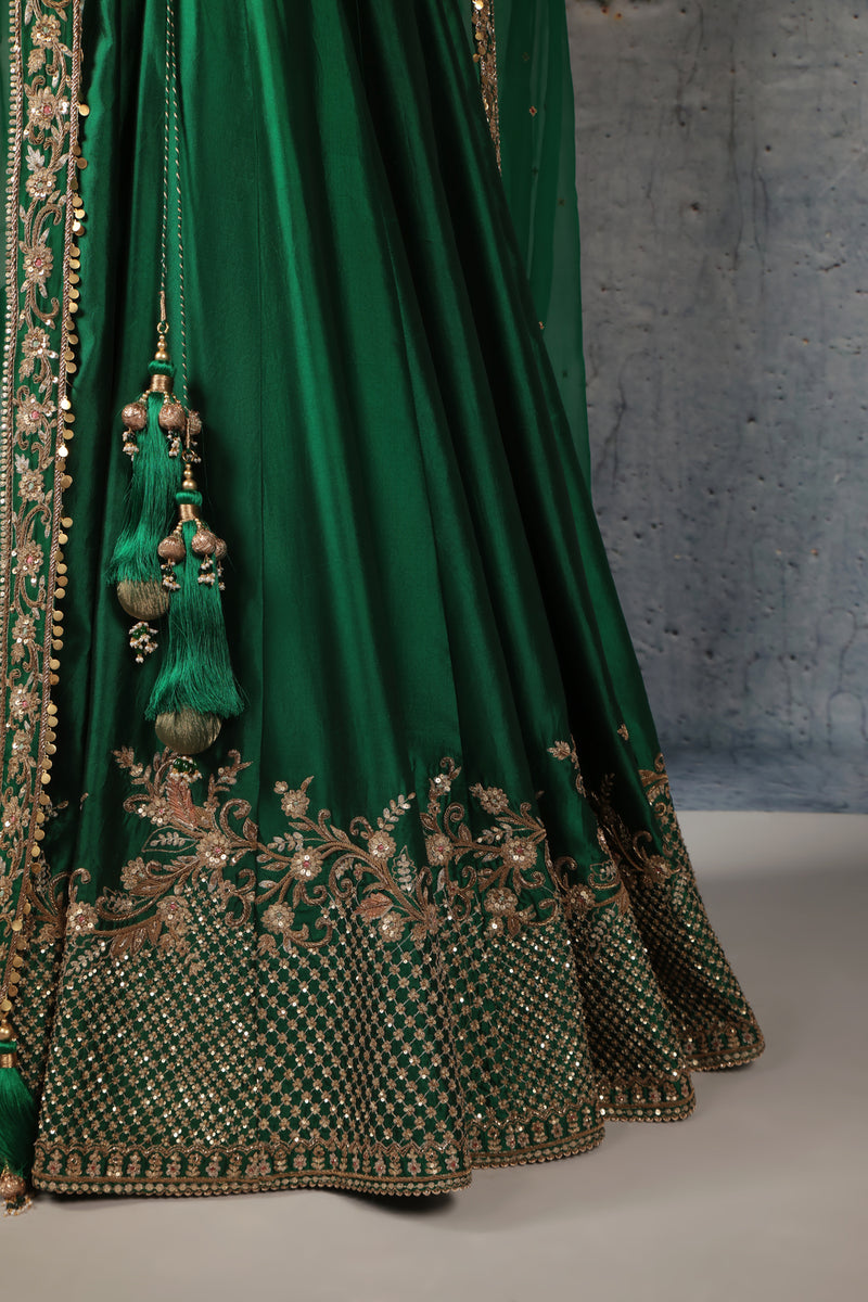 Zar-Rang Green Zardosi Lehenga Set kora silk, organza lehenga sets by Niti Bothra in green for women Worldwide