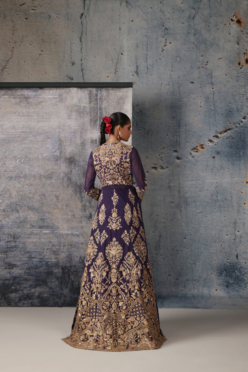 Zar-Rang Purple Jacket Lehenga Set kora silk, net lehenga sets by Niti Bothra in purple for women Worldwide