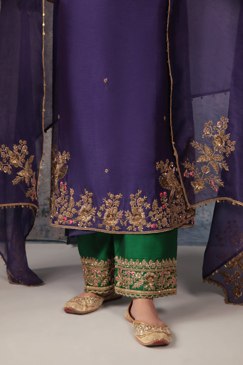 Zar-Rang Purple Straight Long Kurta Set silk chanderi kurta/kurta set by Niti Bothra in purple for women Worldwide