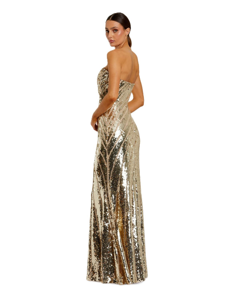 10130 - Gold Strapless Sequin Trumpet Gown by Mac Duggal in gold color for women Worldwide