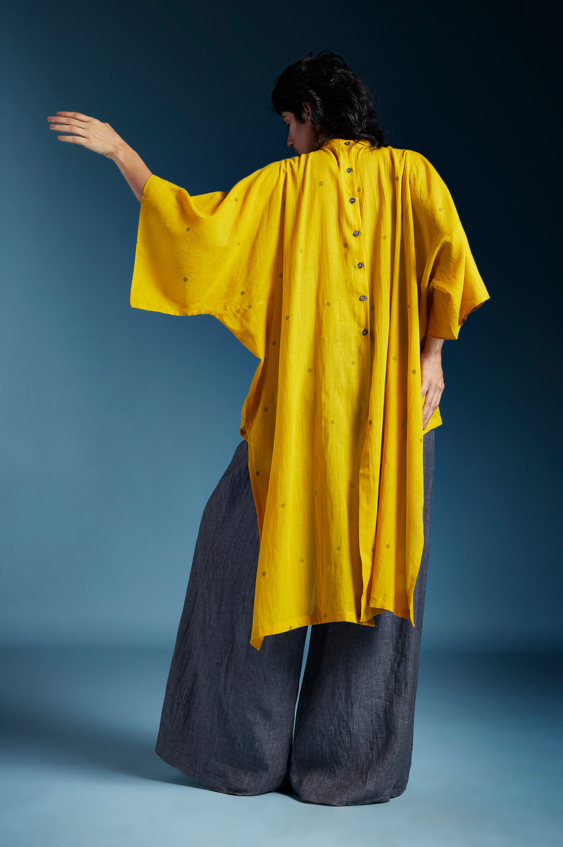 Anya Shirt-Mustard cotton by Chola in mustard color for women Worldwide