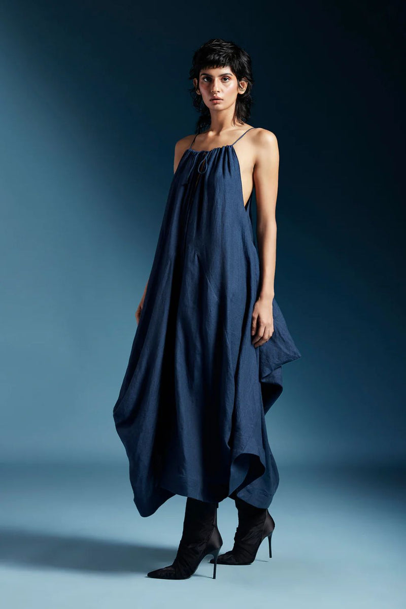 Ilaria Dress-Midnight Blue by Chola in blue color for women Worldwide