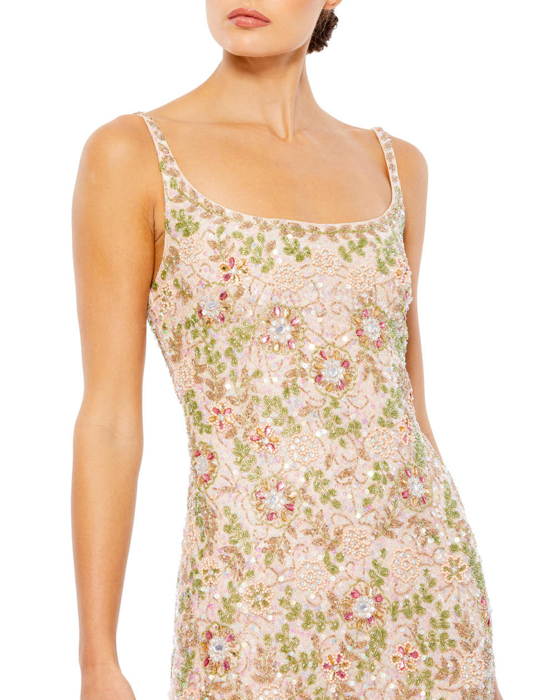 MD-10755 Embroidred Ankle Length Dress-Beige by Mac Duggal in beige color for women Worldwide