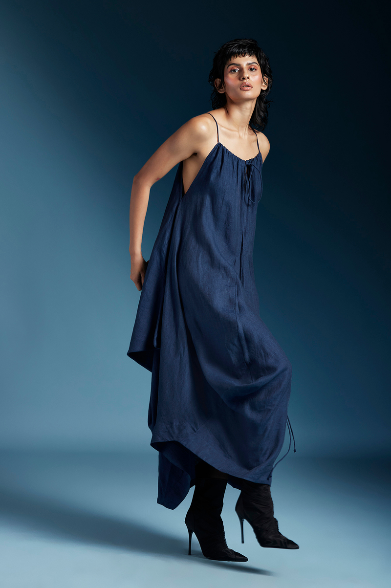 Ilaria Dress-Midnight Blue by Chola in blue color for women Worldwide