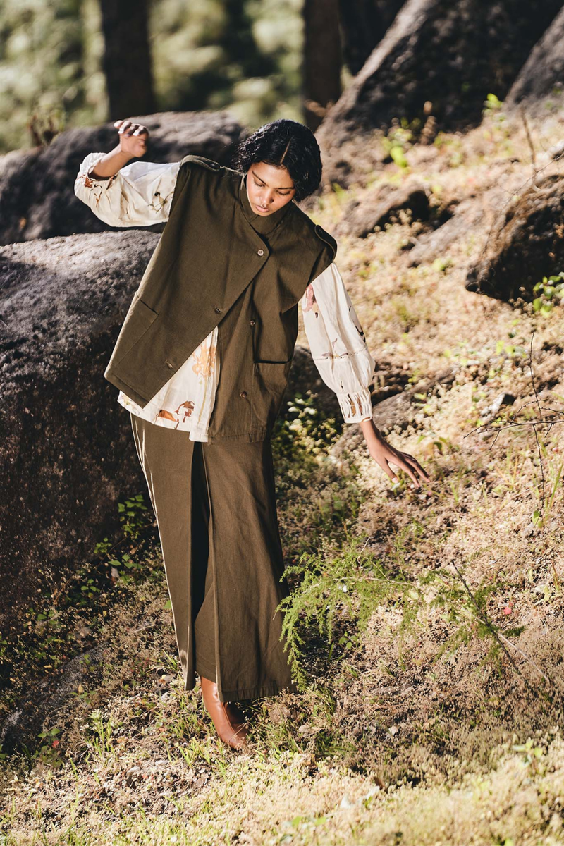 Safari jacket twill by Khara Kapas in green for women Worldwide