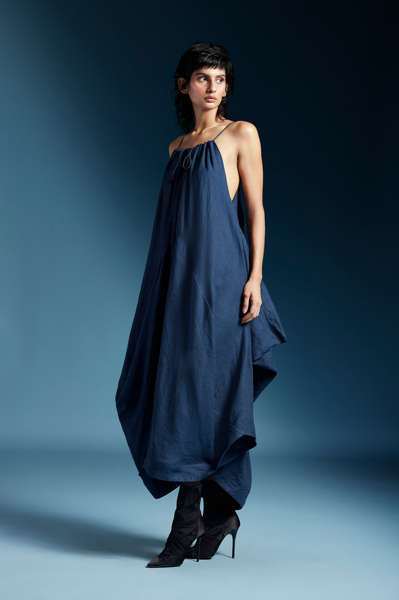 Ilaria Dress-Midnight Blue by Chola in blue color for women Worldwide