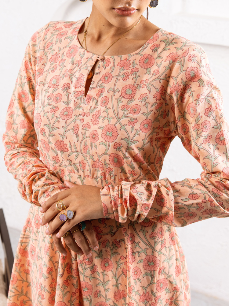 Peach Gardenia Kurta Set Kurta Sets by Marche for women Worldwide