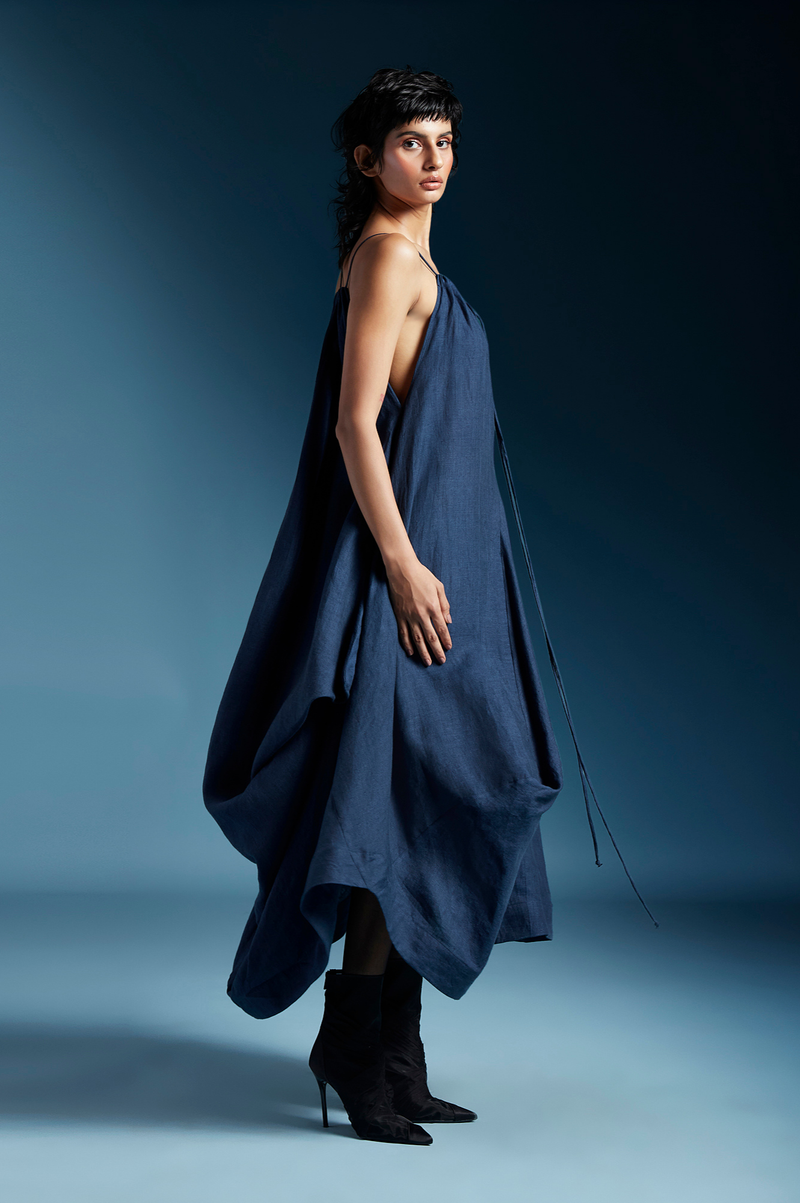 Ilaria Dress-Midnight Blue by Chola in blue color for women Worldwide