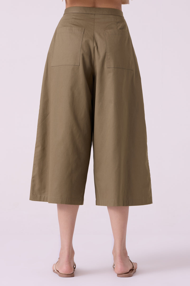 Frances Olive Pants organic cotton twill pant/trouser by The Summer House in olive for women Worldwide