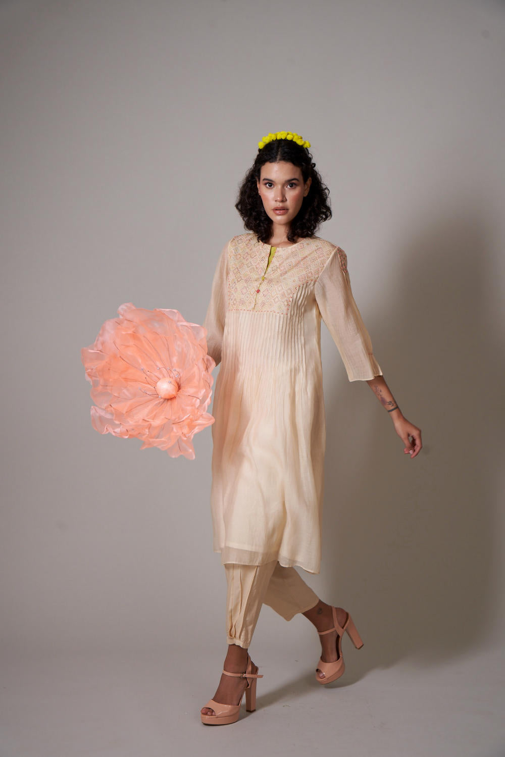 Sayuri Sepia mul cotton silk kurta set