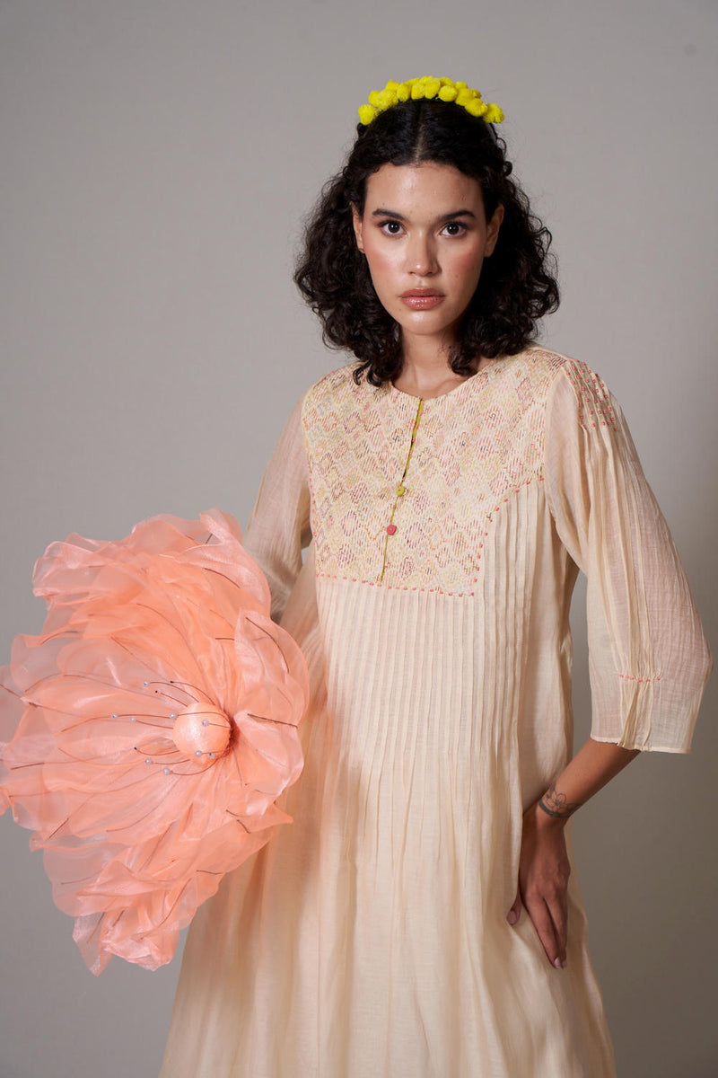 Sayuri Sepia mul cotton silk kurta set silk by Priti Prashant for women Worldwide