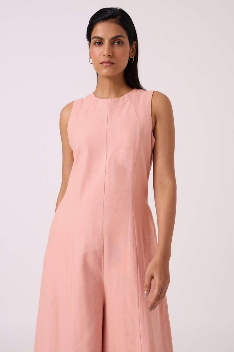 Vronsky Pink Handwoven Jumpsuit cotton by The Summer House in blue color for women Worldwide