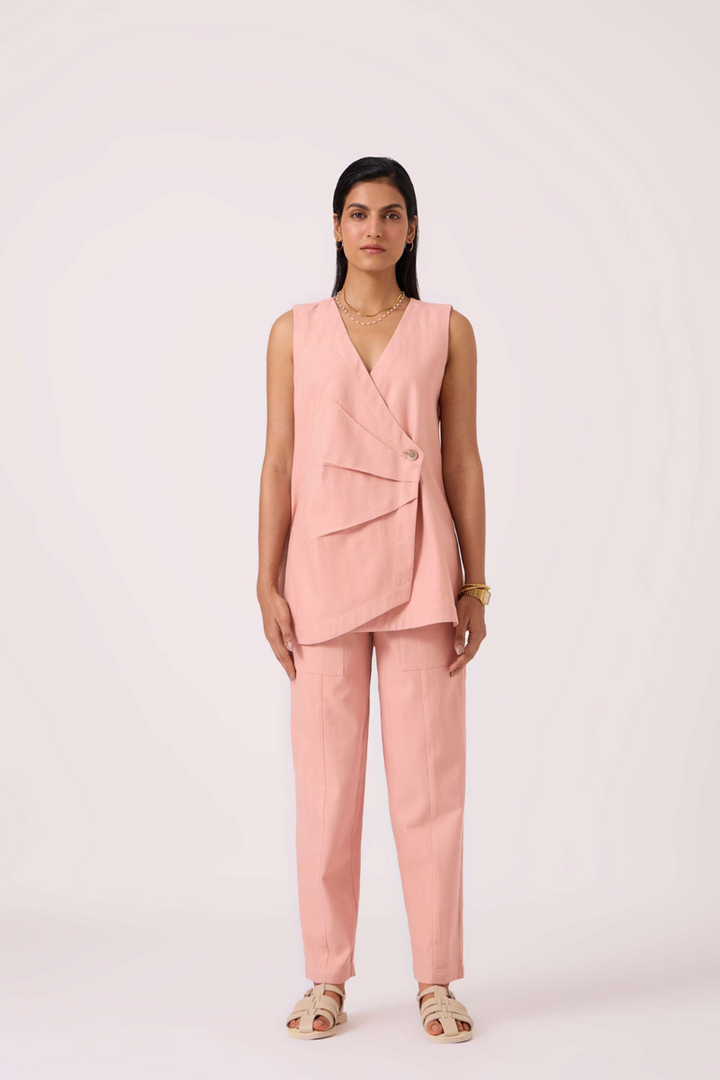 Victory Pink Handwoven Pants cotton by The Summer House in pink color for women Worldwide