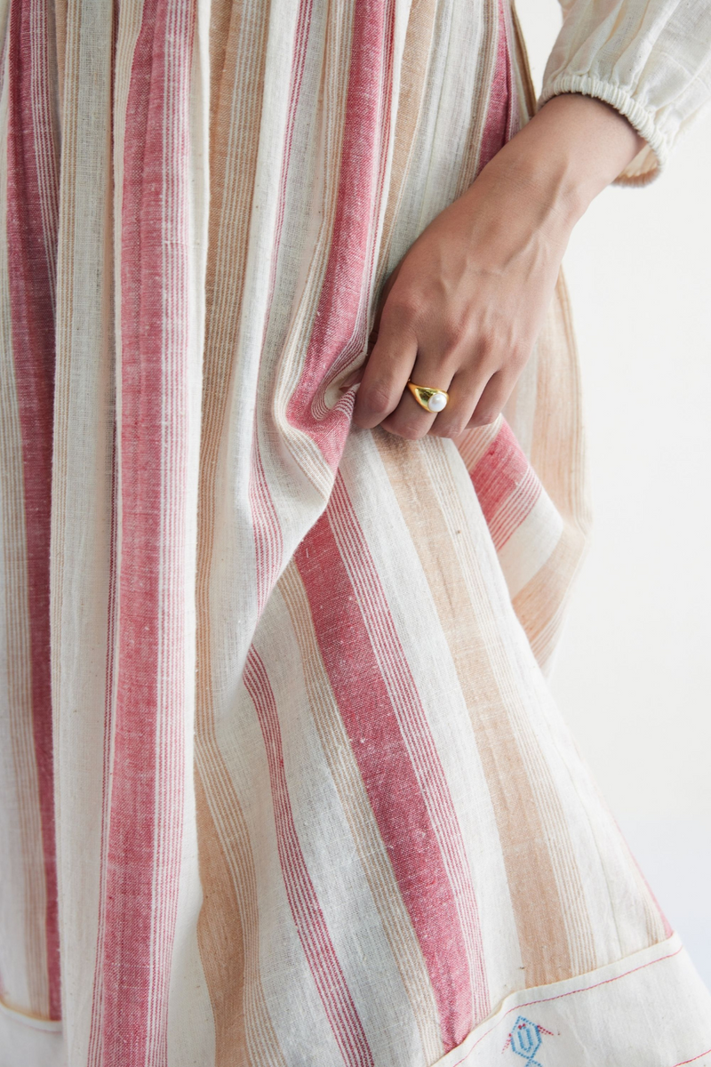 The Reef Shore Handwoven Kala Cotton Midi Dress cotton by SUI in white color for women Worldwide