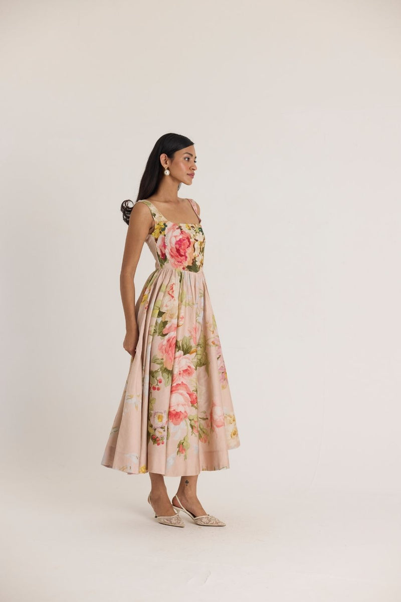 HAZEL EMBROIDERED DRESS satin by Yam in pink color for women Worldwide