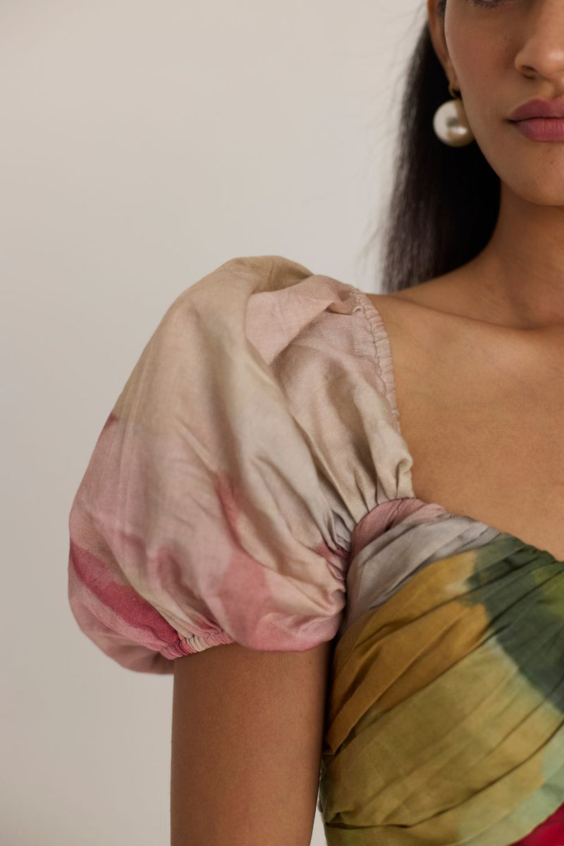 TILLY PUFF SLEEVE DRESS satin by Yam in multi color for women Worldwide