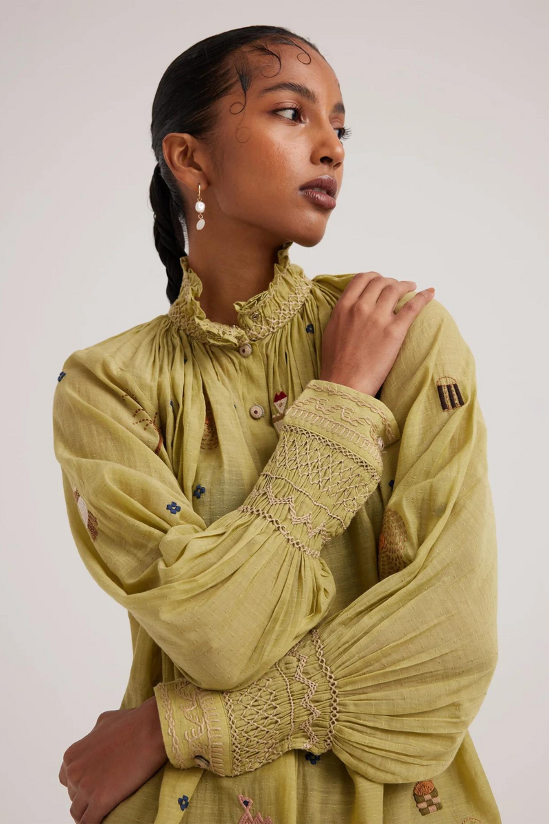 Farmer Top-Folk Green cotton by CORD for women Worldwide