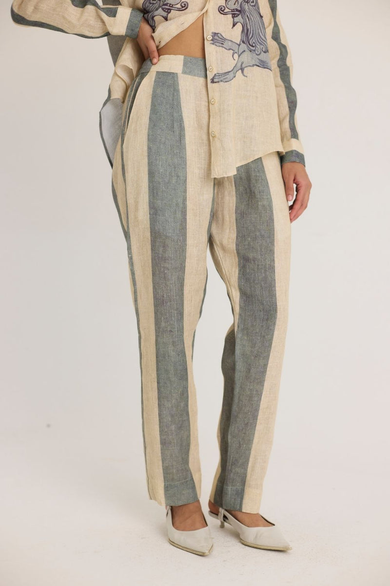 PAWS LINEN CO-ORD SET by Yam in white color for women Worldwide