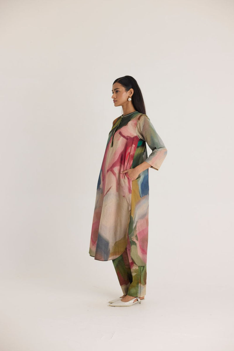 TILLY LONG COTTON KURTA SET cotton by Yam in multi color for women Worldwide
