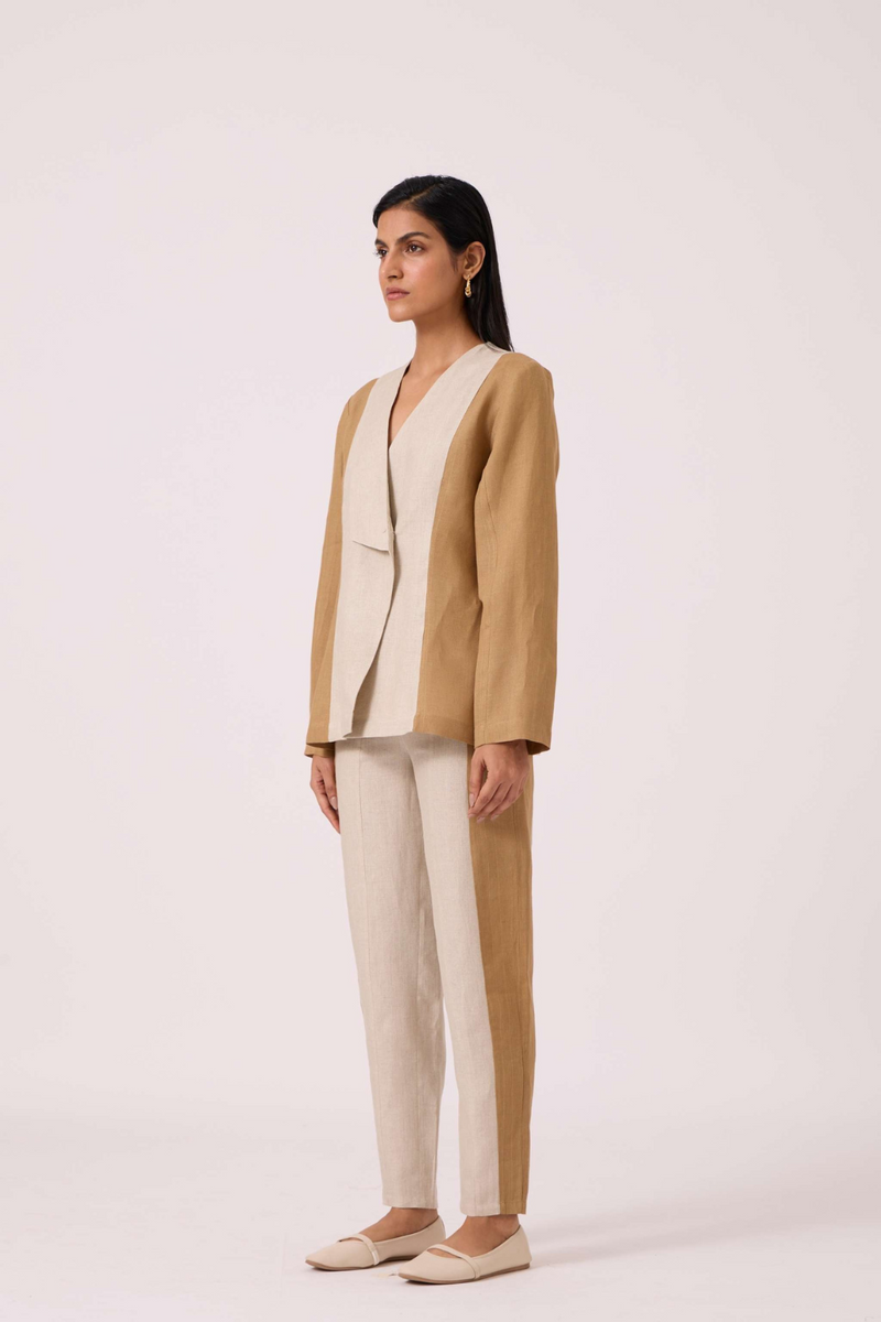 Dimtri Linen Panelled Set by The Summer House in beige color for women Worldwide